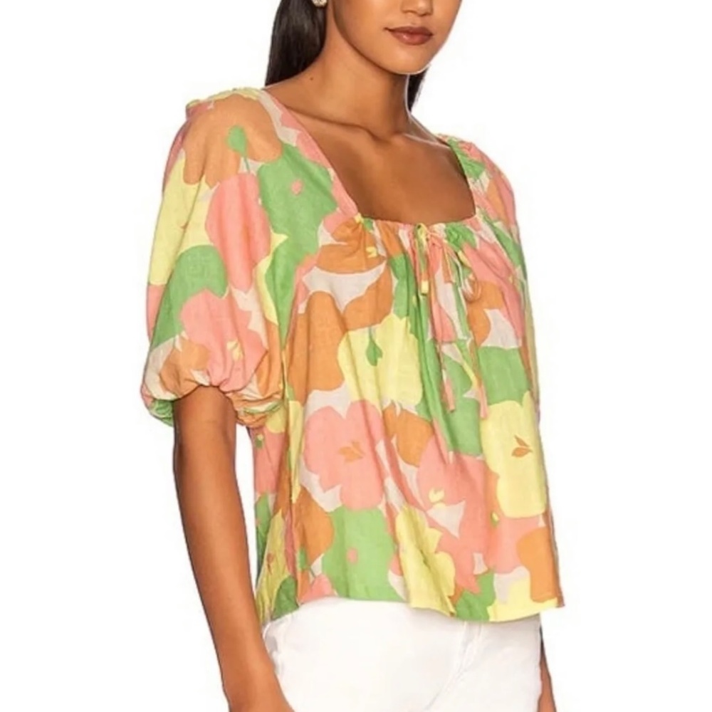 Sanctuary Perfect Time Floral Linen Blend Top NWT